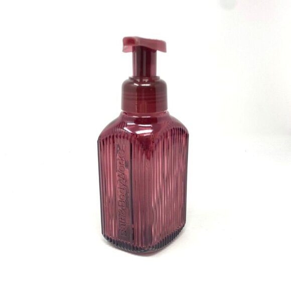 Bath & Body Works Maroon Vertical Lines Foaming Hand Soap Dispenser Glass - Picture 6 of 7
